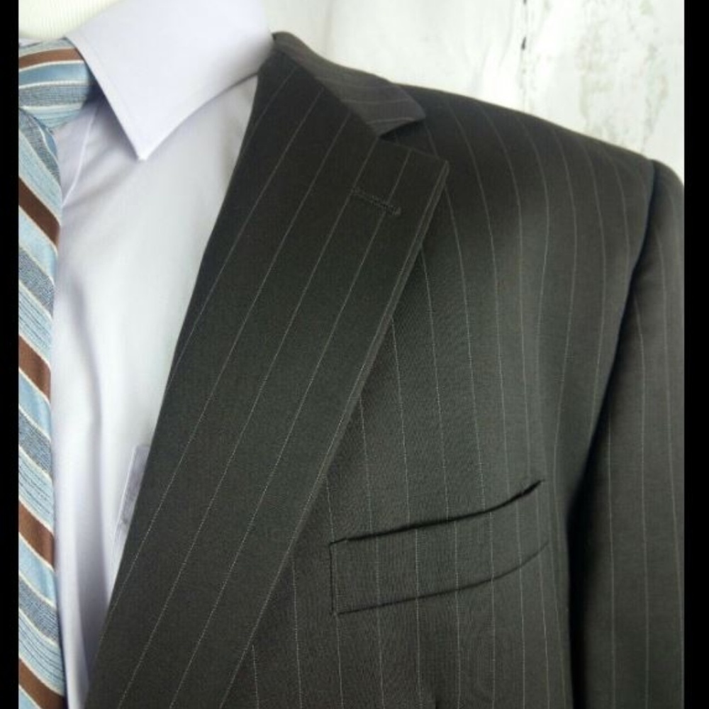 Chaps 48R Suit Blazer Sports Coat Brown Striped